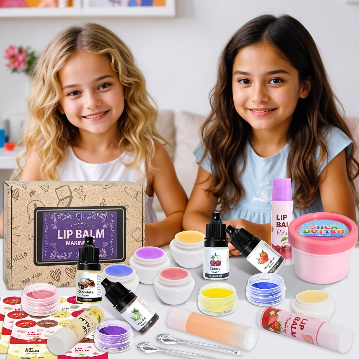 JUYRLE DIY Lip Balm Kit - Make Your Own Natural Beeswax Lip Balm with Containers, Moisturizing Base, Perfect for Kids and Adults JUYRLE
