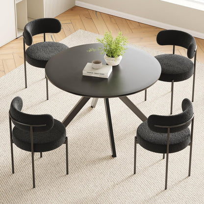 Farini Black Dining Table for 4-6 Person,47" Round Wooden Dining Tabletop and Metal Frame for Home Kitchen Dining Desk (47 inch,120cm) - WoodArtSupply