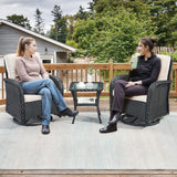 Artfurniz Outdoor Swivel Glider Rocker Chairs - 3 Piece Patio Furniture Set, Patio Bistro Sets with Tempered Glass Side Table, for Balcony, Porch - Black Wicker, Beige Cushion Artfurniz