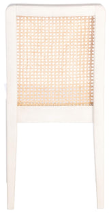 SAFAVIEH Home Collection Benicio White/Natural Rattan Dining Chair (Set of 2) DCH1005B-SET2 Safavieh