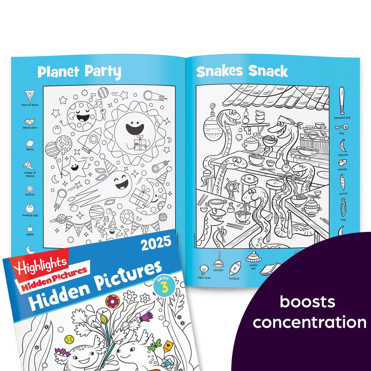 Highlights Hidden Pictures 2025 Activity Books for Kids Ages 6 and Up, 4-Book Set of Travel-Friendly Screen Free Seek and Find Fun, Books Double as Coloring Books Highlights for Children