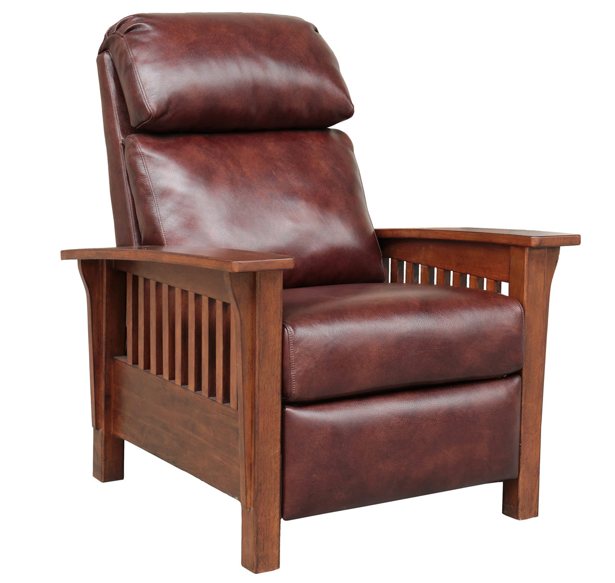 BarcaLounger Mission 7-3323 (Craftsman) All Leather Push Back Manual Recliner Chair - 5702-87 Wenlock Fudge All Leather BarcaLounger