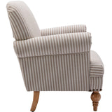 DM-Furnitue Wide Armchair Modern Linen Accent Chair Comfy Reading Chairs Upholstered Lounge Chair Single Sofa Couch for Bedroom/Living Room, Beige with Stripe DM Furniture