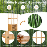 LOKO Tall Bamboo Cabinet, Slim Narrow Floor Storage Cabinet with 3 Tier Shelves & Shutter Door, Freestanding Linen Tower Cabinet for Bathroom, Living LOKO