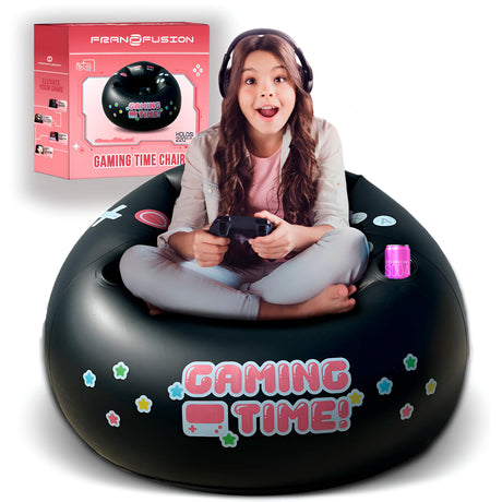 Inflatable Gaming Chair for Kids & Teens with Cup Holders and Side Pocket - This Air Gaming Bean Bag Chairs for Kids is The Perfect Furniture for Gamer Room Decor - Perfect Gaming Stuff for Boys 4-12 FranFusion
