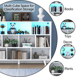 Gyfimoie 10 Cube Book Shelf with LED Lights, 3-Tier White Bookcase with Solid Wood Legs Modern Open Storage Organizer Kids Bookshelf Display Shelf for Living Room, Home Office (White, 10 Cube) Gyfimoie