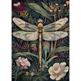 MEIYUDA Dragonfly Diamond Art Kits for Adults, 5D Easy Flowers Diamond Painting Kits for Beginners, Abstract DIY Round Full Drill Crystal Craft Kits for Home Walls Decor and Presents 12x16inch MEIYUDA