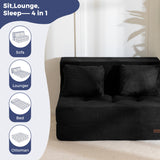 MAXYOYO Convertible Sofa Bed, Fold Out Loveseat Sleeper Sofa with Pillow, 4 in 1 Tufted Folding Couch Bed Foam Floor Couch, Lazy Chair for Living Room Bedroom Guest Room, Black MAXYOYO