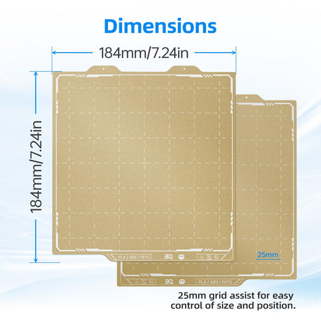 BIQU Double Side Textured PEI Panda Build Plate Compatible with Bambu-Lab A1 Mini 3D Printer 184x184mm PEI Spring Steel Build Plate Flexible Sheet Print Bed Removable Surface Platform BIQU