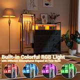 HPWLYO 10 Fabric Drawers Dresser with LED Light,Black Dresser for Bedroom with Clothes Rack, Tall Storage Chest of Drawers, Dressers & Chests of Drawers, Wooden Top, Bedroom, Closet Upgraded HPWLYO