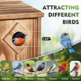 Gtongoko Bird Houses for Outside Clearance 1-3/5” Entrance Hole Wood Blue Birdhouses for Outdoors with Air Vents Easy to Clean Carbonized Wooden Nesting Box for Cardinals Swallows Finches Chickadee Gtongoko