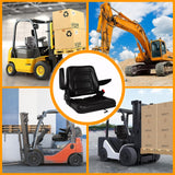 Universal Fold Down Forklift Seat Tractor Replacement Black PVC Mower with 180° Adjustable Backrest Angle, Armrests, Belt and Slide Fits Most Heavy Mechanical Tenqa