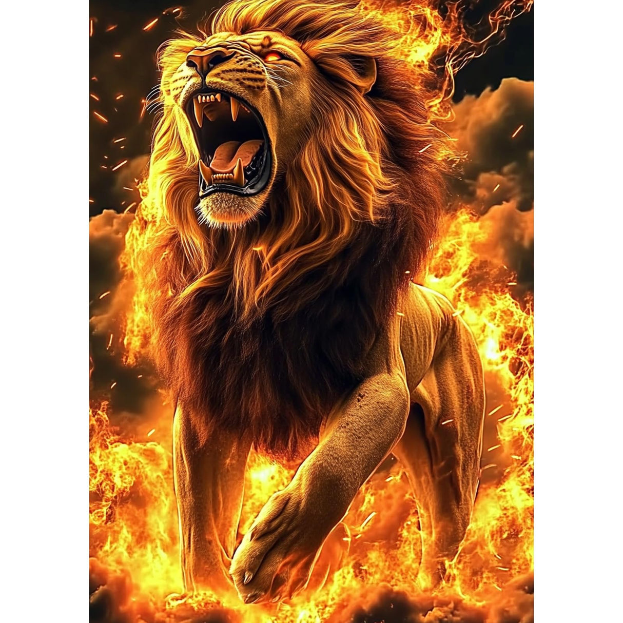 QENSPE Diamond Painting Kits for Adults,Lion Full Drill Diamond Art Diamond Dots Paintings for Beginners,Lion Round 5D DIY Arts and Crafts for Home Wall Decor 12x16 inch QENSPE