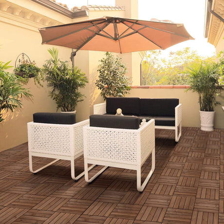 Yaheetech 27PCS Interlocking Patio Deck Tiles 12 x 12in Wood Floor Tiles Outdoor Flooring for Patio Garden Deck Poolside Brown Yaheetech