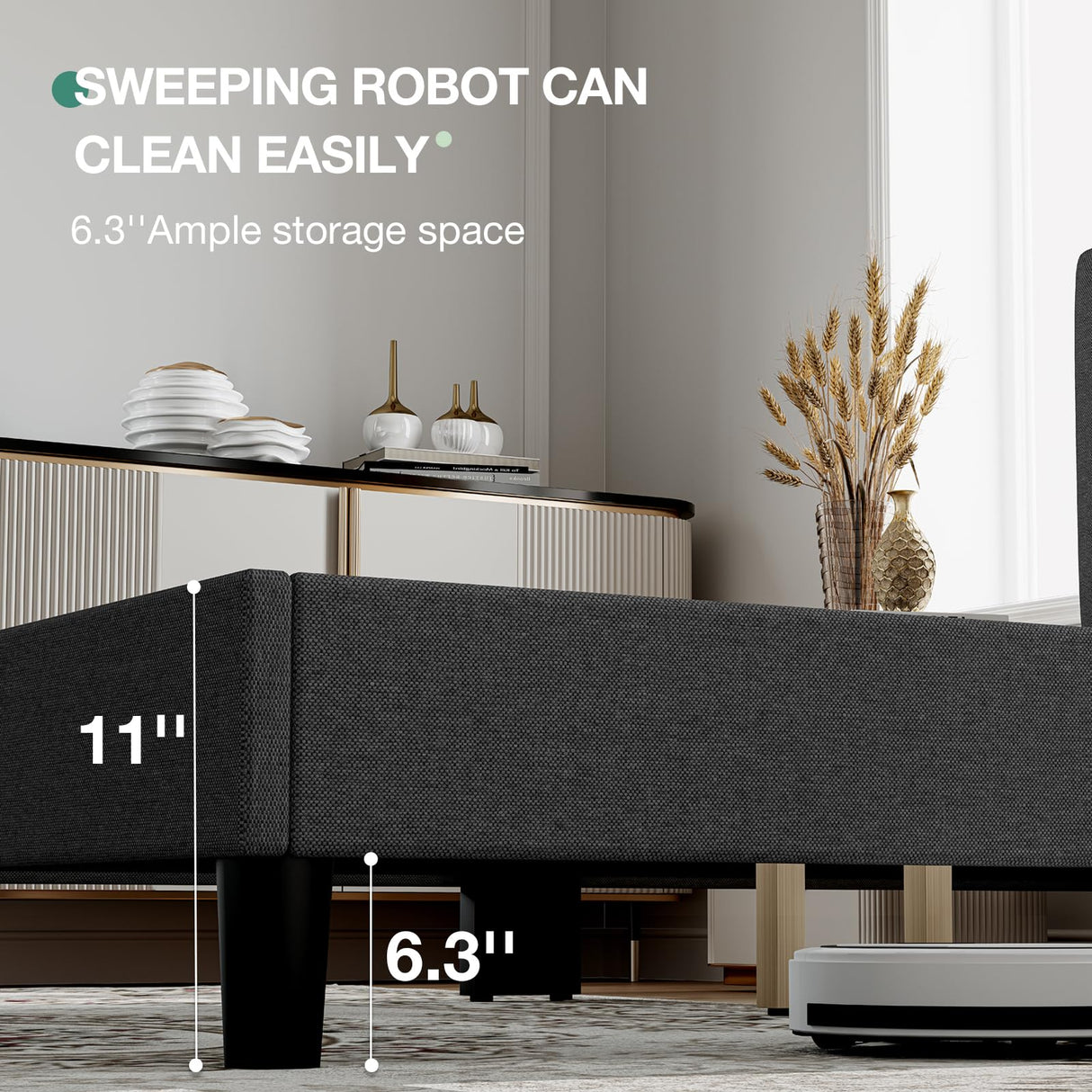 Novilla Queen Size Bed Frame Upholstered Platform Queen Bed Frame with Adjustable Headboard, Strong Weight Capacity, No Box Spring Needed, Easy Assembly, Grey Novilla