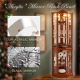 CKEASEAN 72" H Lighted Curio Cabinet with Light Blub, Glass Display Cabinet with 6 Adjustable Shelves, Tempered Glass Doors, Corner Wine Cabinet Storage Rack for Bar and Liquor Storage (Oak) CKEASEAN