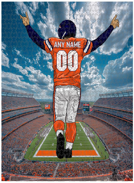 Wooden Jigsaw Puzzles for Adults - Customized Name and Number on (Denver) Football Player with Home Field Advantage - 300 500 1000PCS Puzzles Game MBHappy