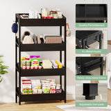 Tribesigns Wood Fruit and Vegetable Basket Stand Rack for Kitchen, Office, Store, Supremarket, Pantry Shelf Unit for Snacks, Cookies, Candies (Black, 1PCS) Tribesigns