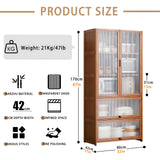 Premium 67" Bamboo Kitchen Storage Buffet with Acrylic Doors & Versatile Shelves TVMCNA