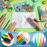 Pasimy 24 Pcs Animals Coloring Books DIY Mandala Ocean Jungle Animal Coloring Book Mini Holiday Activity Supplies for Kids Adult Party Favors Gift Bags Filler Classroom Activity Pasimy
