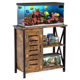 Herture 20-29 Gallon Fish Tank Stand, Aquarium Stand with Cabinet Accessories Storage, Heavy Duty Metal Frame, 31.49" L*15.74" W Tabletop, 330LBS Capacity, Rustic Brown PG07YGN Herture