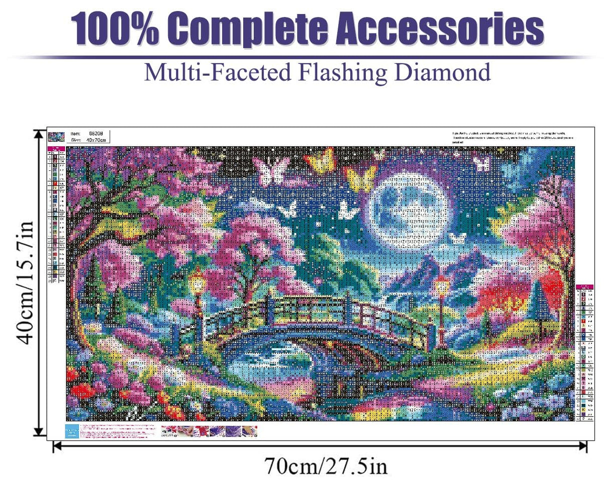 LWZAYS 5D Large Diamond Painting Kits for Adults, Landscape Diamond Art Painting Kit, DIY Full Drill Crystal Rhinestone Moon Arts and Crafts for Home Wall Decor 27.5 X 15.7inch LWZAYS