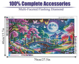 LWZAYS 5D Large Diamond Painting Kits for Adults, Landscape Diamond Art Painting Kit, DIY Full Drill Crystal Rhinestone Moon Arts and Crafts for Home Wall Decor 27.5 X 15.7inch LWZAYS