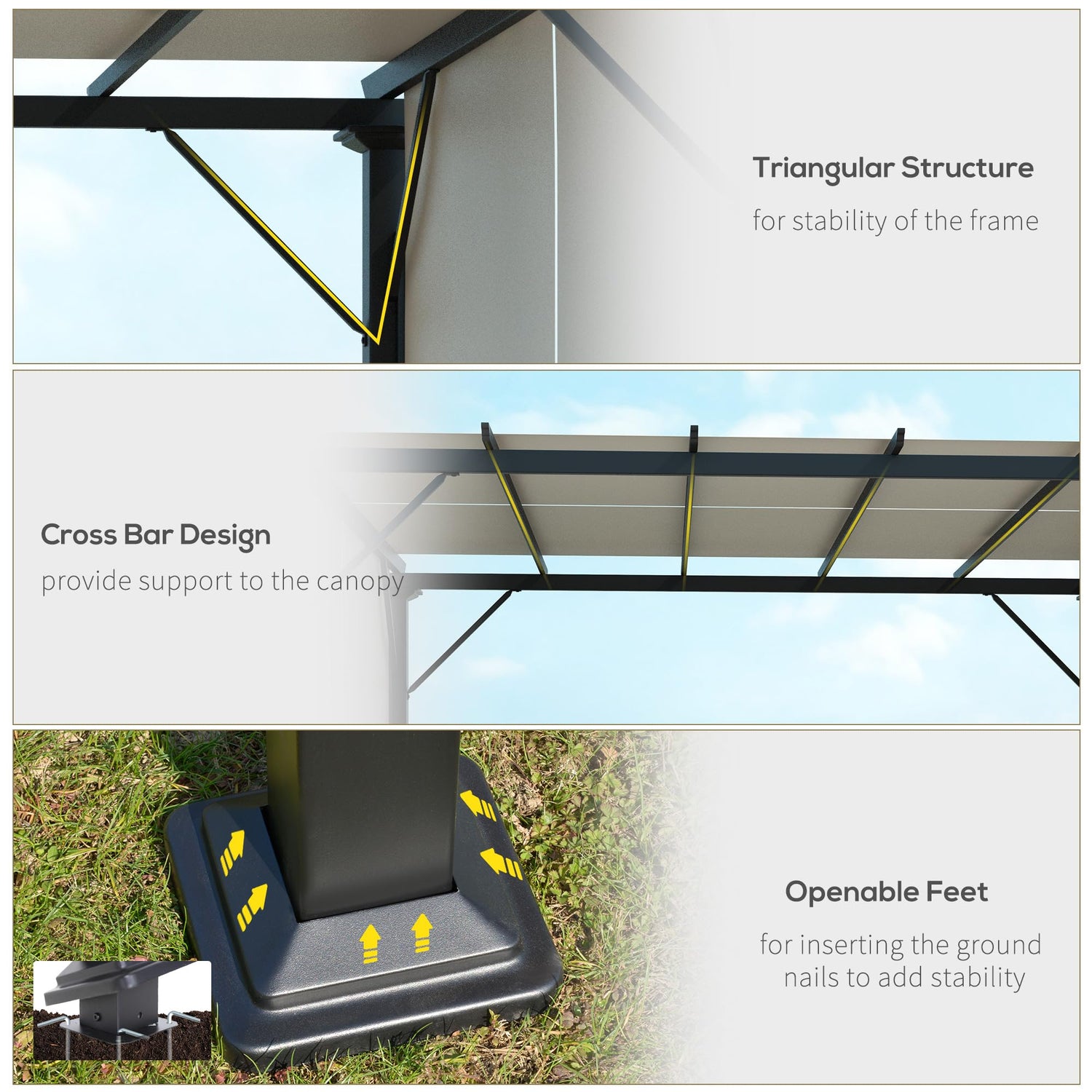 Outsunny 10' x 10' Retractable Pergola Canopy, Outdoor Gazebo with Sun Shade Canopy and Steel Frame, for Backyard, Garden, Patio, Deck, Beige Outsunny