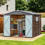 Shed 8' x 8' Storage Shed, 8x8 FT Wood Sheds & Outdoor Storage Clearance, Utility and Tool Garden Shed, Waterproof Storage Shed Large with Lockable Doors for Backyard, Patio, Outside Use AEMSOFK