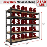 BuxWellBang 5 Tier Garage Storage Shelves - 48" W x 18" D x 71" H Heavy Duty Adjustable Shelving Unit, Metal Organizer Utility Rack for Basement, Pantry, Kitchen, Black BuxWellBang