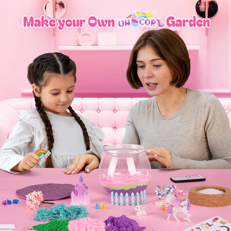 RONSTONE Uni-Corn Terrarium Kit Toys for Girls - Birthday for Girls Ages 4 5 6 7 8-12 Year Old - Light Up DIY Uni-Corn Arts and Crafts for Kids RONSTONE