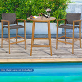 HAPPYGRILL 31.5” Round Bar Table, Bar Height Table with Umbrella Hole & Slatted Tabletop, Acacia Wood Patio Bistro Table, Side Table for Indoors Outdoors HAPPYGRILL