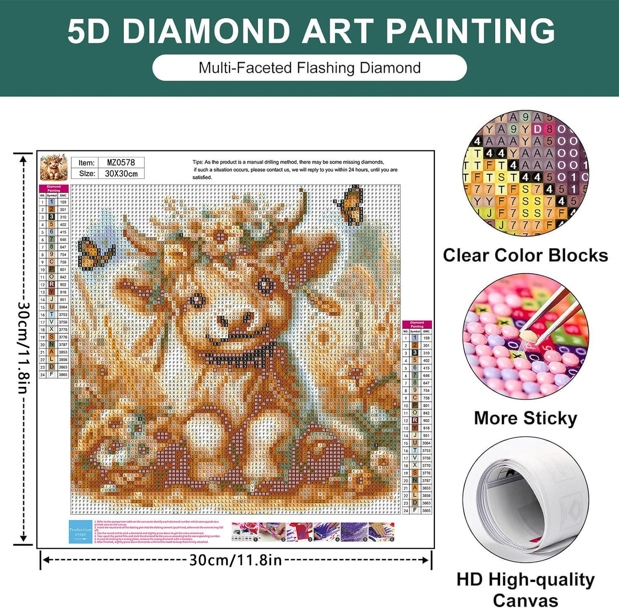 Zythron Cow Diamond Painting Kits for Adults Animal Diamond Art Kits for Beginners 5D DIY Highland Cow Full Drill Diamond Painting Kits for Home Wall Decor, 12x12 Inch Zythron