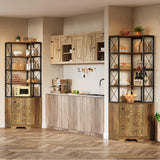 Tribesigns 76-Inch Tall Corner Cabinet, 7-Tier Industrial Corner Bookshelf Bookcase with Storage Rack, Freestanding Display Shelving Unit for Living Room, Kitchen, Home, Brown Tribesigns