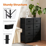 Sweetcrispy Dresser for Bedroom with 8 Storage Drawers, Tall Large Fabric Storage Tower Organizer, Chest of Drawers with Metal Frame Wooden Top for Nursery, Closet, Living Room, Entryway, Black Sweetcrispy