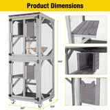 Aivituvin Catio Outdoor Cat Enclosure Wooden Cat Cage with Window Access Large Kitty House on Wheels 62.4’’ Indoor Patio Aivituvin