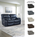 Signature Design by Ashley Leesworth Modern Power Reclining Loveseat with USB Charging Ports, Blue Signature Design by Ashley