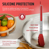Kaluns Kitchen Tongs for Cooking Grilling Set of 4, BBQ Grill Tongs With Silicone Tip Stainless Steel Heat Resistant, Non-stick Pull Lock, Incl 7, 9, 12 Inch Tong Plus a Silicone Spatula Kaluns