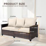 AstrPthylx 3-Seater Deep Seat Outdoor Sofa - High Back Patio Couch with Water-Resistant Cushions, All-Weather PE Rattan for Patio, Garden (Modern Design) (Beige) AstrPthylx