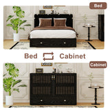 GraceGrove Queen Size Murphy Bed：Wood Queen Murphy Bed Cabinet with Large Storage Drawer,Optimize Sleeping Space（Mattress Not Included） Black-11 GraceGrove