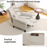 choairy Pushback Recliner Chair, Accent Push Back Chair Set of 2 with Adjustable Footrest Wingback, Upholstered Linen Reclining Sofa with Side Pocket, Comfy Modern Armchair for Living Room, Khaki choairy