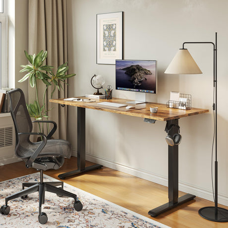 Agilestic Electric Standing Desk, 48 x 24 Inches Height Adjustable Desk, Sit Stand up Desk for Work Office Home, Ergonomic Rising Computer Table with Memory Preset, Rustic Brown Agilestic