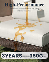 LayinSun 7-Piece Outdoor Modular Wicker Sectional Sofa with Fire Pit Table, Patio Furniture Conversation Set with Deep Seating and Thick Cushions LayinSun