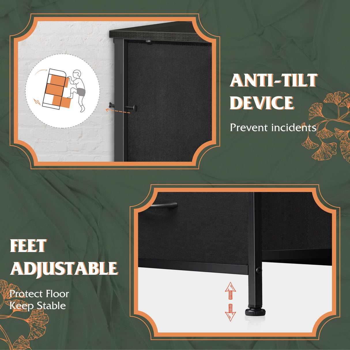 WLIVE Tall Dresser for Bedroom with 12 Drawers, Dressers & Chests of Drawers, Fabric Dresser for Bedroom, Closet, Fabric Storage Dressers with Storage Drawers, Steel Frame, Wood Top, Charcoal Black WLIVE