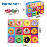 LELEMON Puzzles for Kids Ages 4-6,Donut Puzzle 100 Piece Puzzles for Kids in a Metal Box, Educational Kids Puzzles Jigsaw Puzzles 100 Piece Puzzle Games Puzzle Toys for Girls and Boys LELEMON
