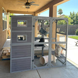 Cat House Catio Outdoor Cat Enclosure 76.8" Large Kitty Shelter for Cats Outdoor Patio,Large Weatherproof Cat Cage with Window,Resting Box GUTINNEEN