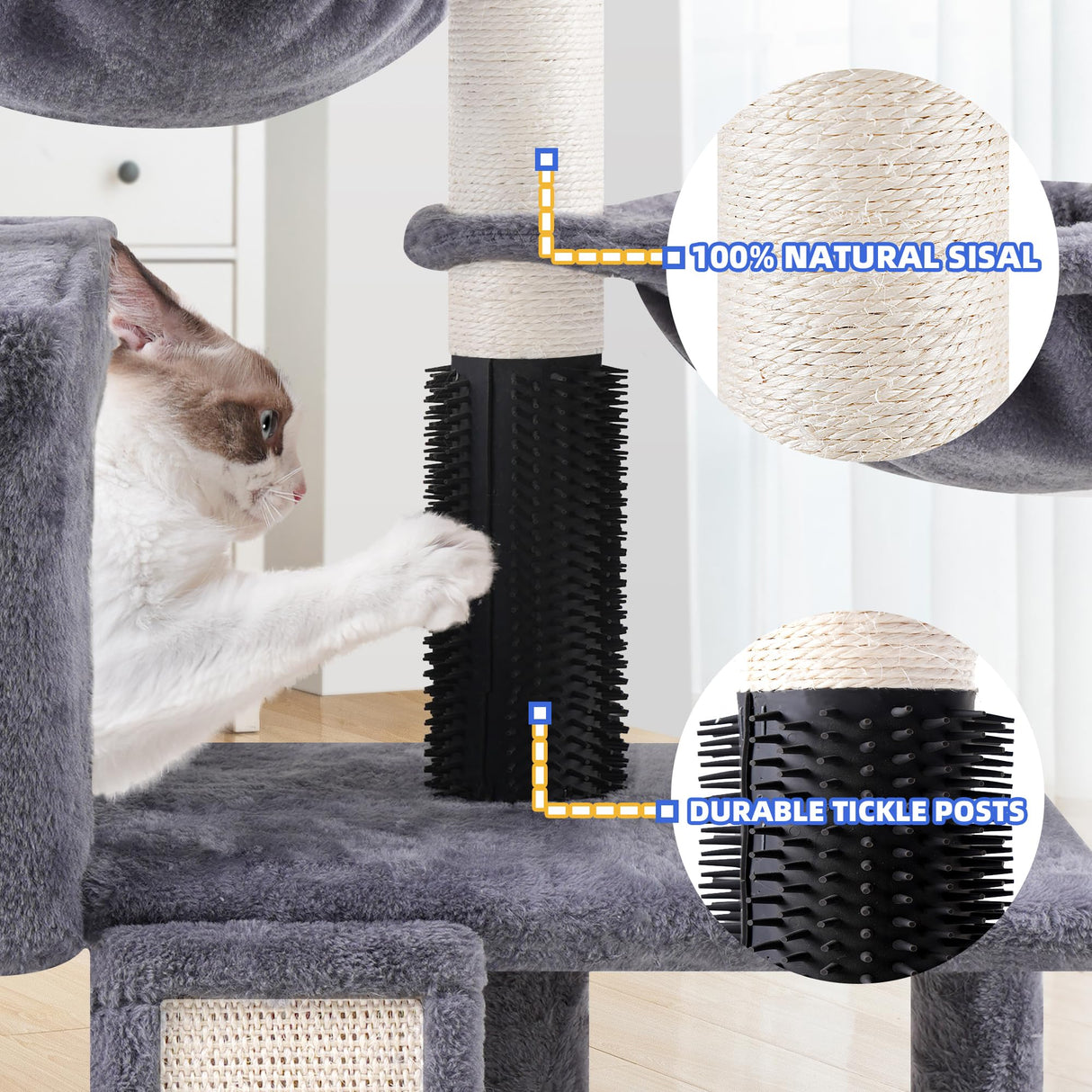ROYPET Multi Level Cat Trees with Cat Houses Hammock ScratchingPosts,Grey … Roypet