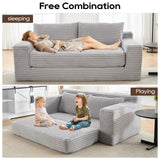 70.87" Cloud Loveseat Sofa, Boneless Corduroy Loveseat Couches, Sofa in a Box, 2 Seater Deep Seat Couch with Convertible Sofa Bed for Apartment, Office, Living Room, No Assembly Required (Light Grey) atosela