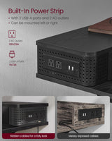 VASAGLE Electric Standing Desk with Drawers, 55.1 x 23.6 Inches, Sit Stand Desk with Power Outlet and LED Lights, Adjustable Height, Storage Shelf, 3 Memory Buttons, for Home Office, Ink Black VASAGLE