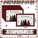 Patelai 7 Pcs Christmas Table Runner and Placemats Set Merry Christmas Buffalo Plaid Table Runner Xmas Placemats Red Black for Holiday Kitchen Dining Room Decor Party Wedding Decoration Patelai